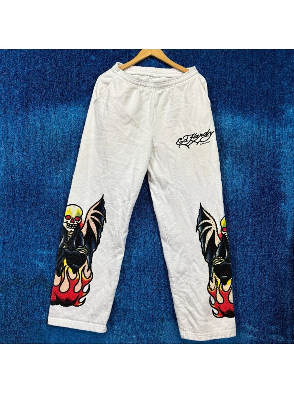 Ed Hardy by Ken Carson Xman Mens Rhinestone Baggy Joggers L